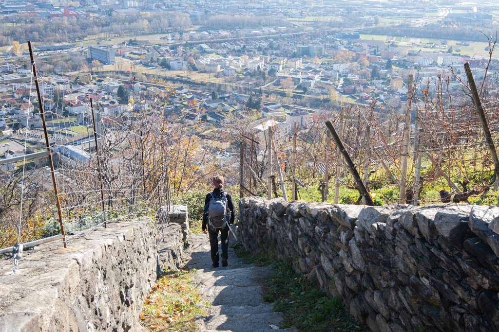 Tour du pont tibétain - Vue plongeante sur Bellinzona